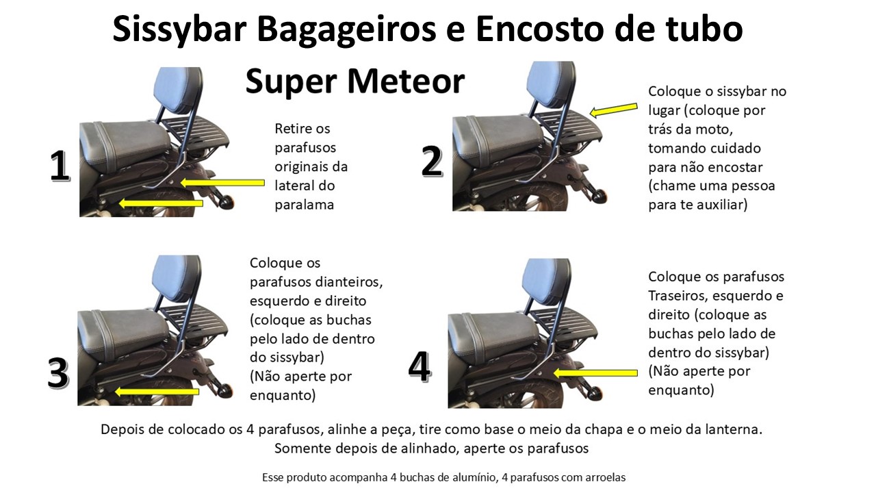 Sissybar Bagageiro e Encosto Fixo de Tubo