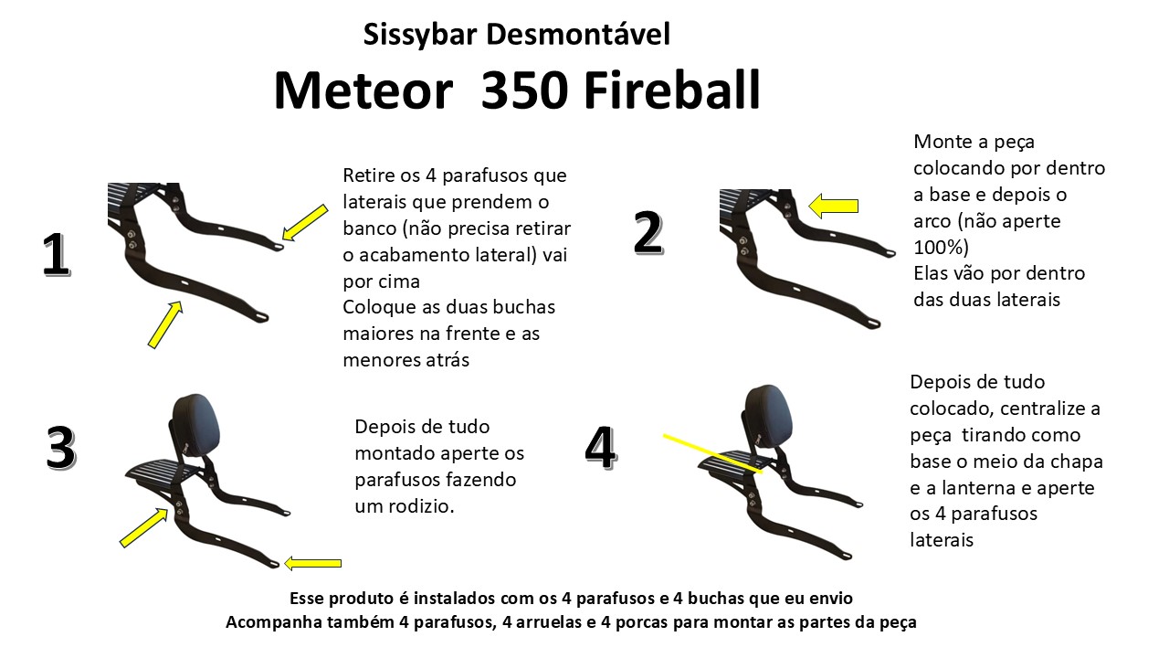 Sissybar Bagageiro e Encosto Desmontável Stellar 350