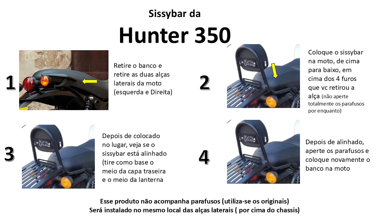Sissybar Bagageiro e Encosto Fixo Tubo Hunter 350