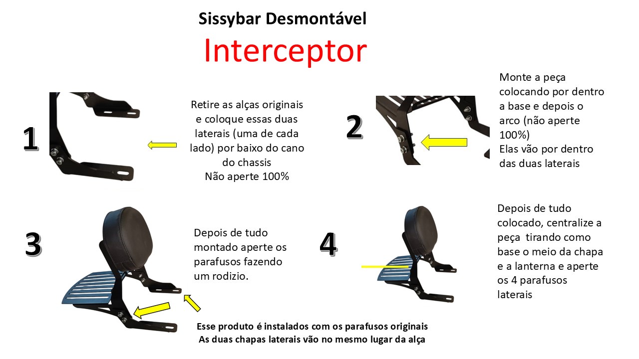 Sissybar Bagageiro e Encosto Desmontável Bear 650